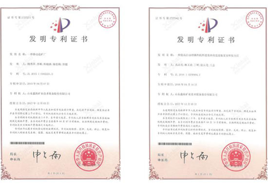 乐动（中国）选矿设备专利证书